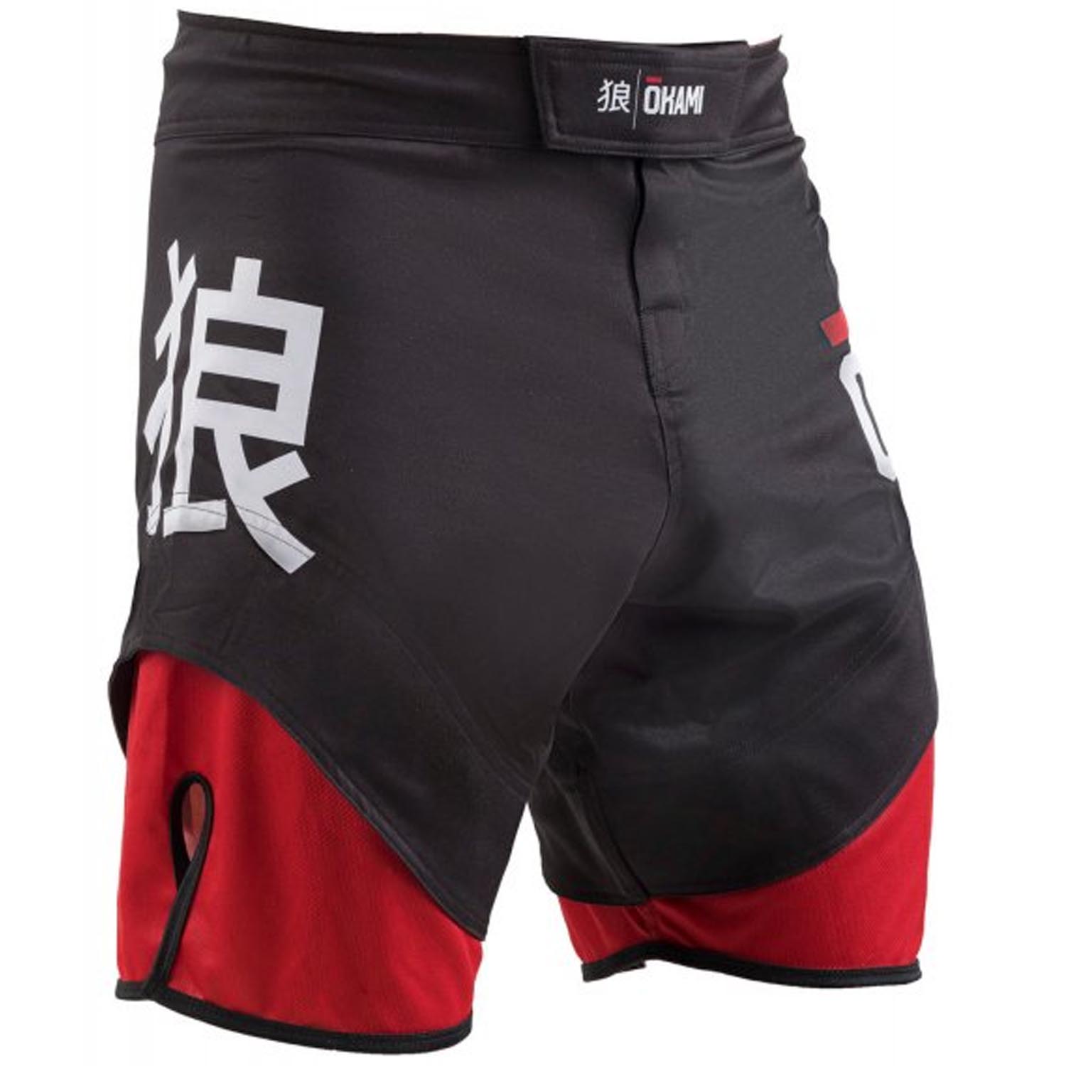 OKAMI MMA Fight Shorts, Bornred, schwarz-rot