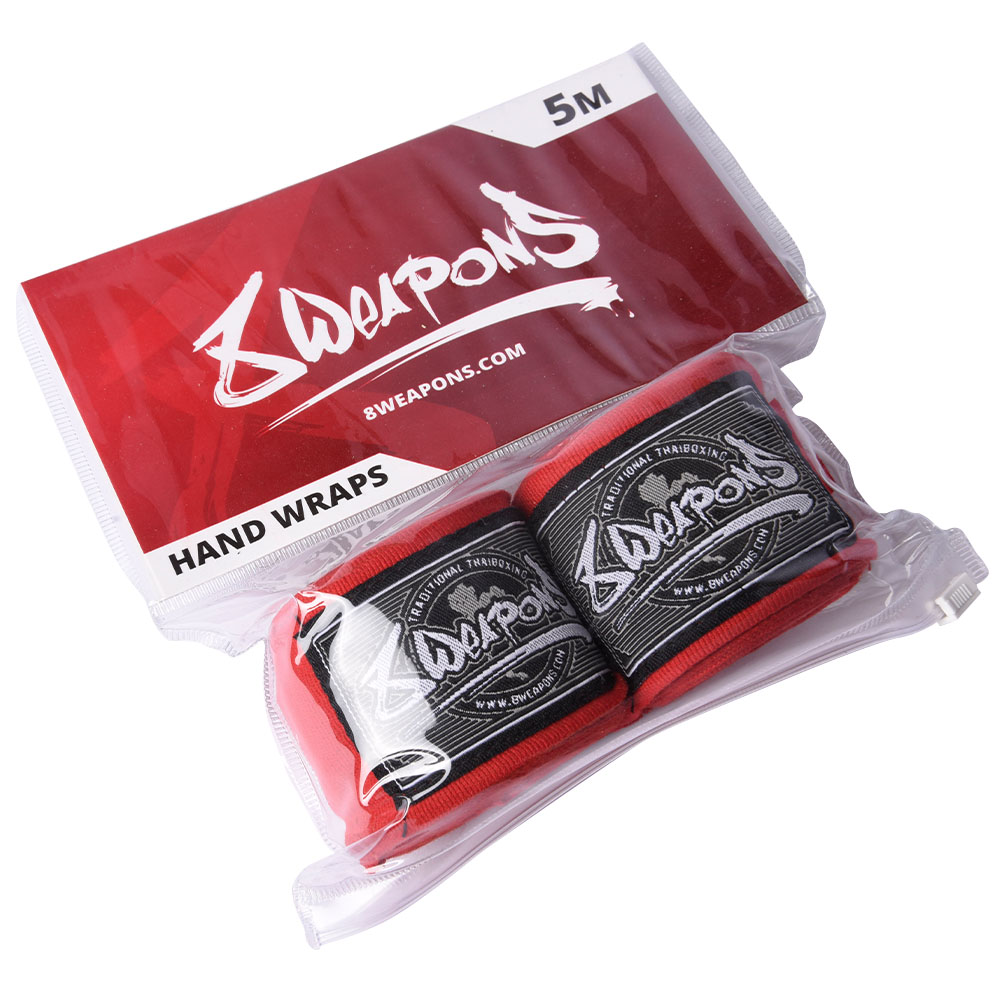 8 WEAPONS Hand Wraps, semi-elastic, 5 m, red