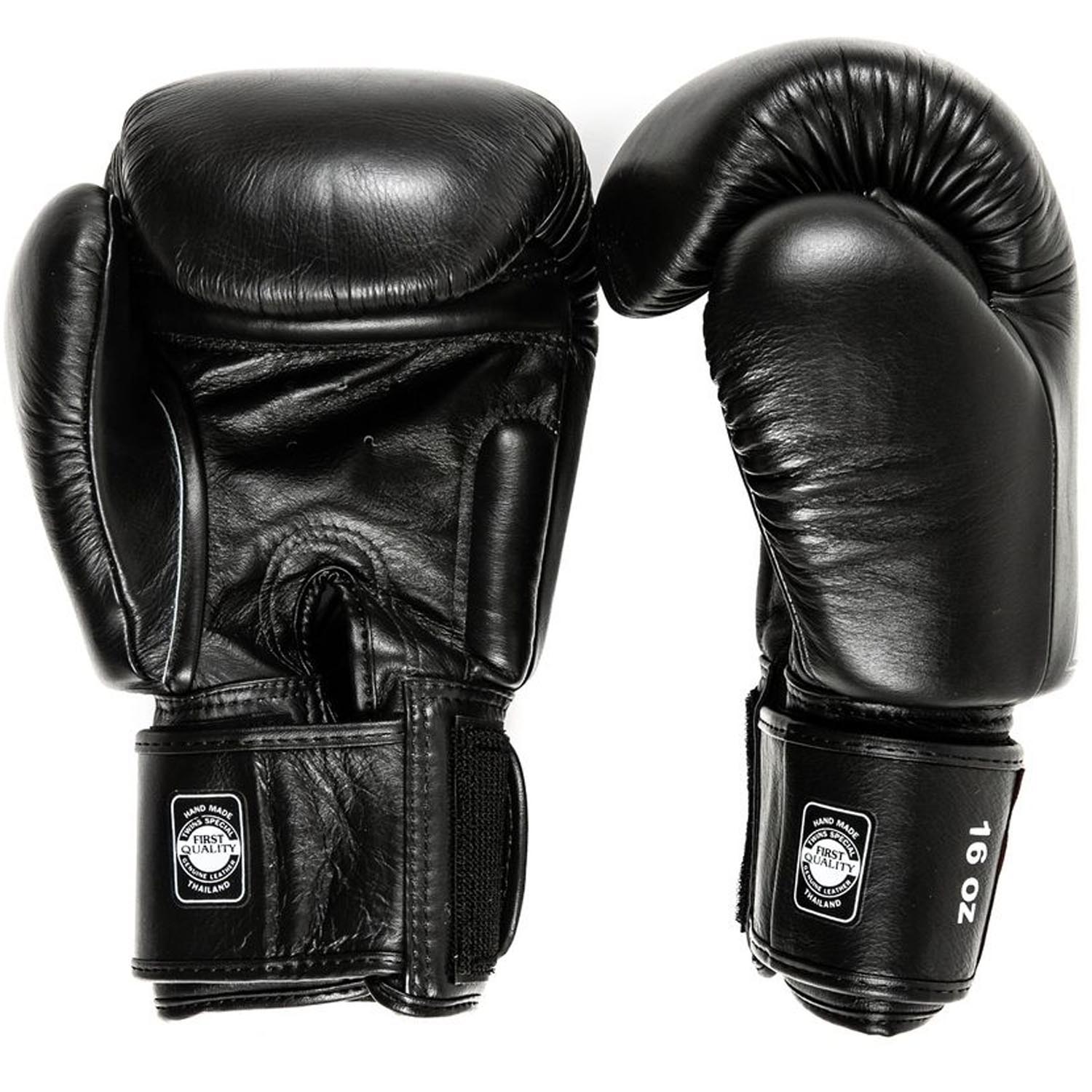 TWINS Special Boxing Gloves, Leather, BGVL-8, black-black, 16 Oz
