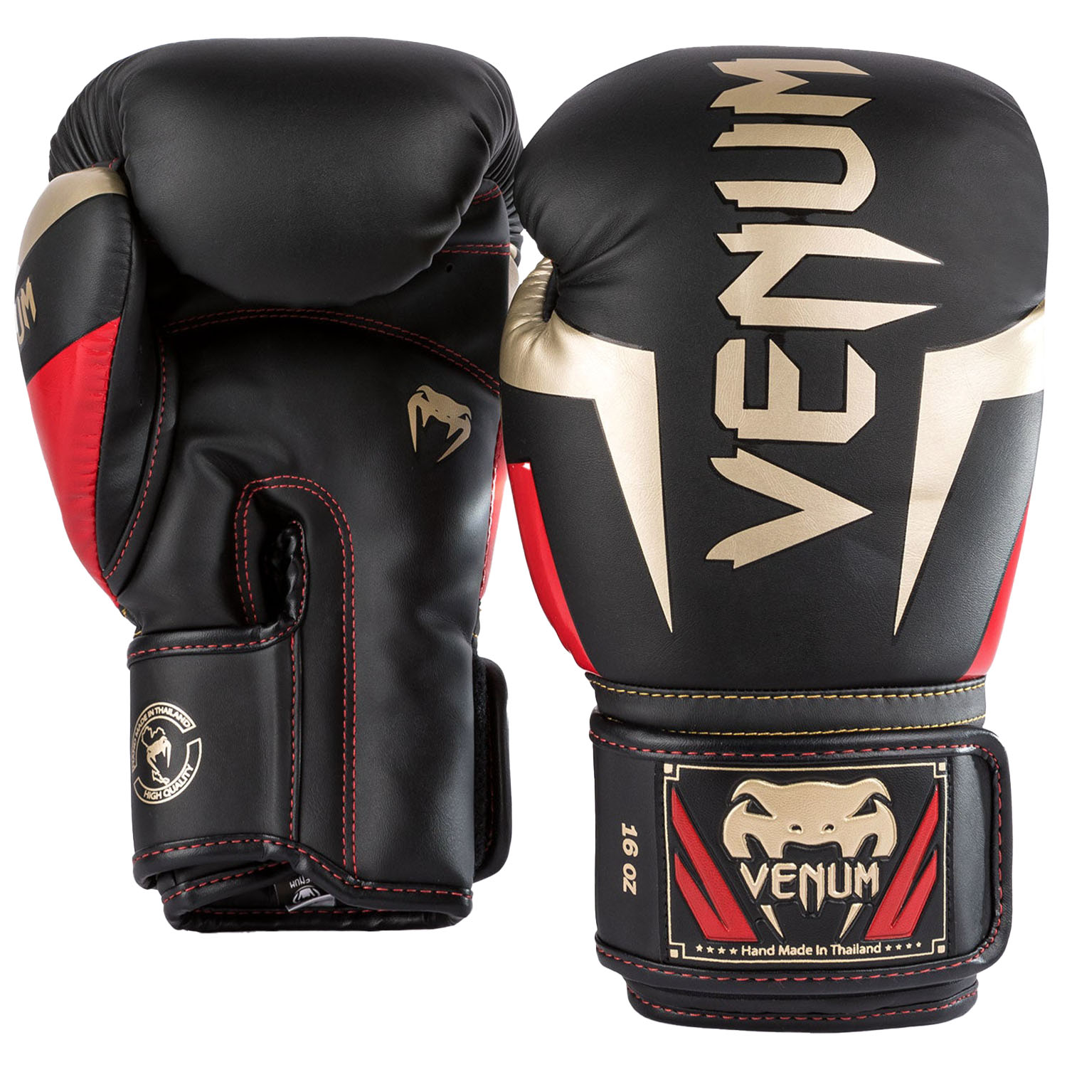 VENUM Boxing Gloves, Elite, black-gold-red