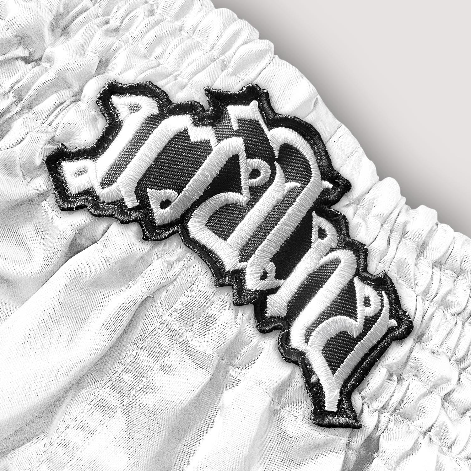8 WEAPONS Muay Thai Shorts, Mongkol, white-black, XXL