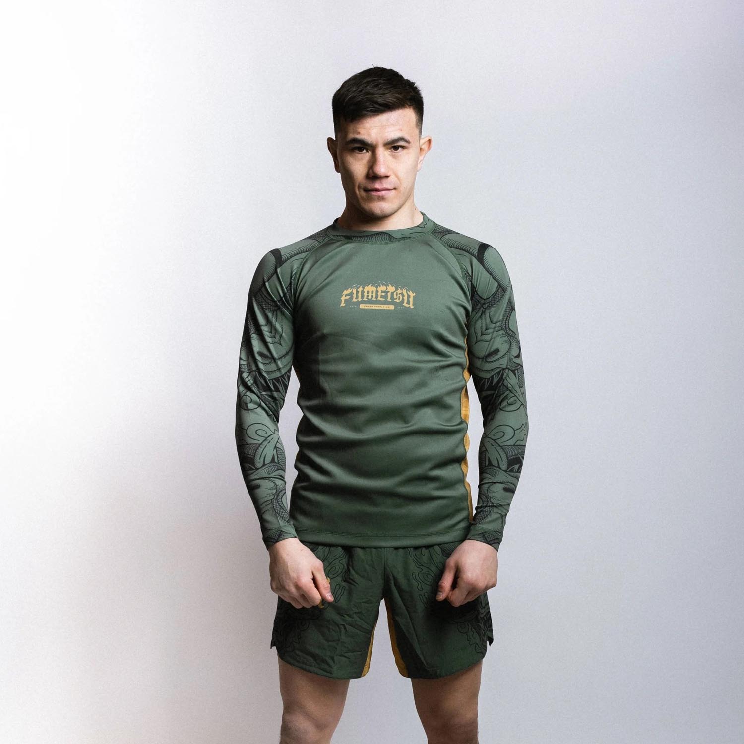 Fumetsu Rashguard, L/S, Oni, khaki-gold, XXL