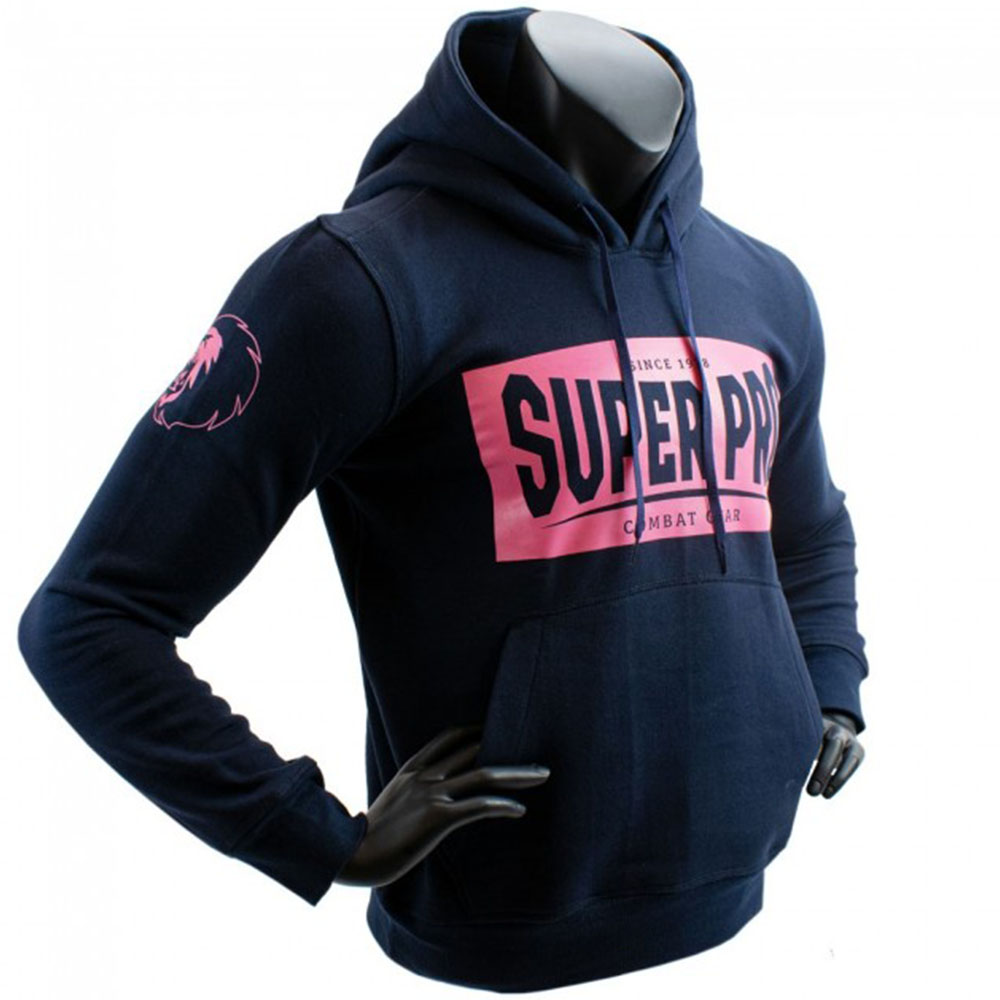 Super Pro Hoody, Block Logo, navy-pink, S
