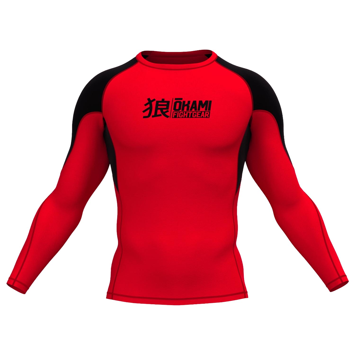 OKAMI Rashguard, L/S, Keii Flame, red-black, XXL