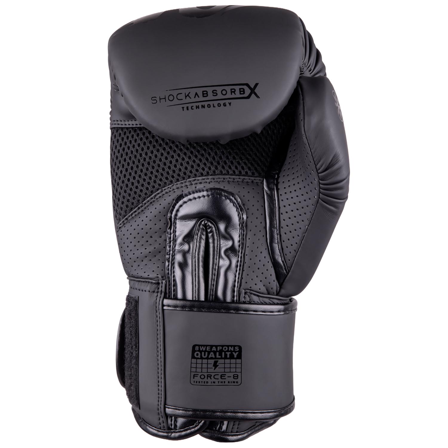 8 WEAPONS Boxing Gloves, Force 8, black-black, 16 Oz