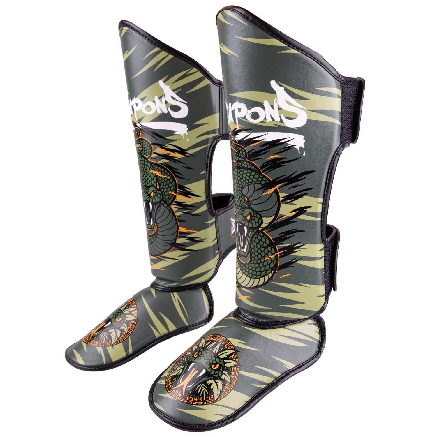 8 WEAPONS Shin Guards, Kids, Beastial Viper, khaki, S/M