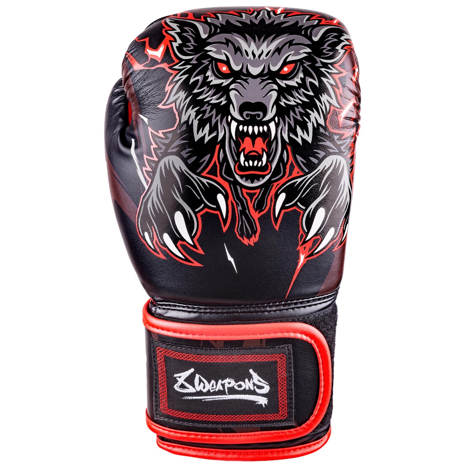 8 WEAPONS Boxing Gloves, Kids, Beastial Wolf, black-red, 4 Oz