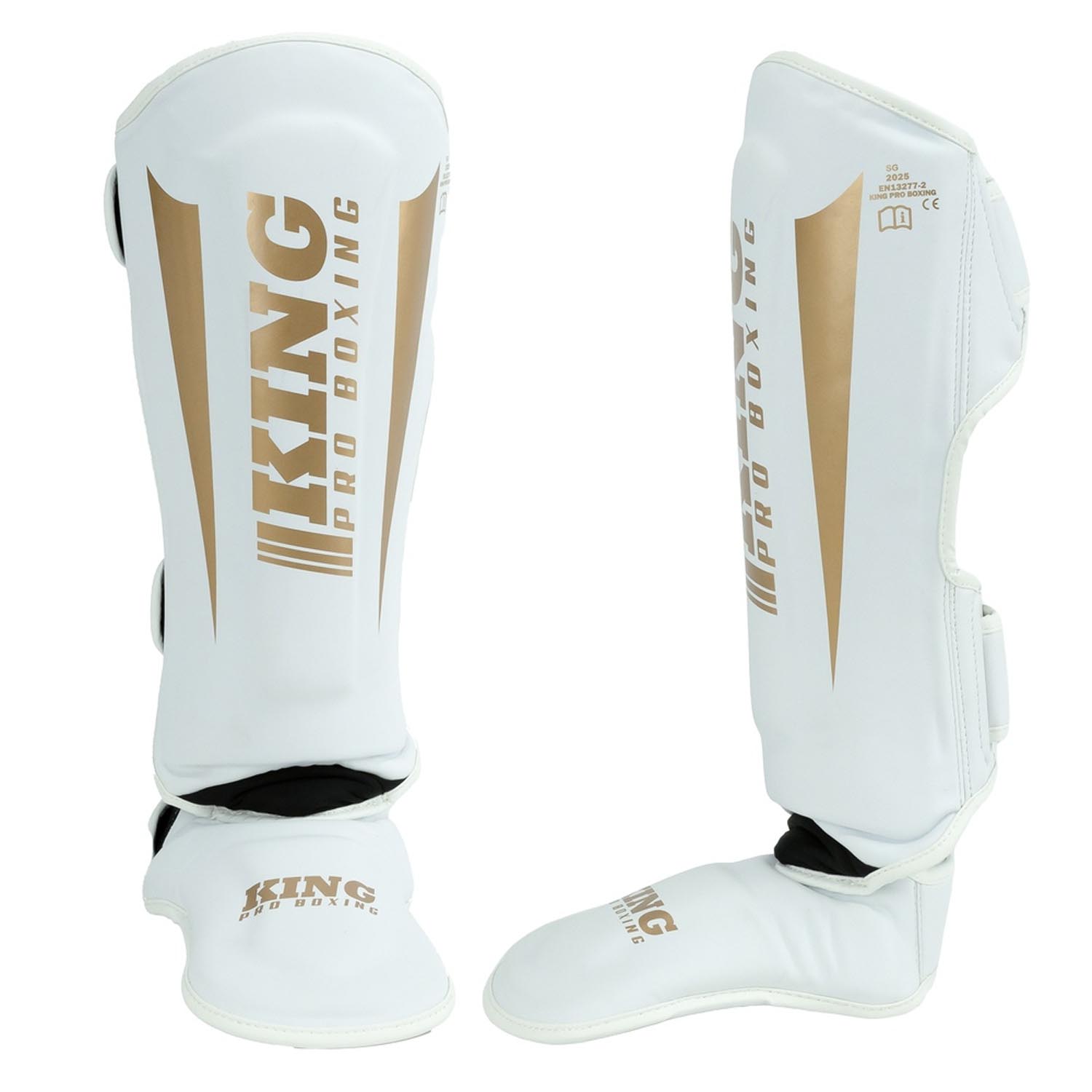 KING PRO BOXING Shin Guard, Revo 9, white-gold, XL