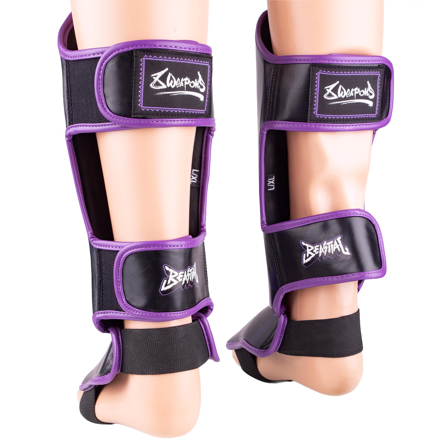 8 WEAPONS Shin Guards, Kids, Beastial Panther, black-purple, XXXL
