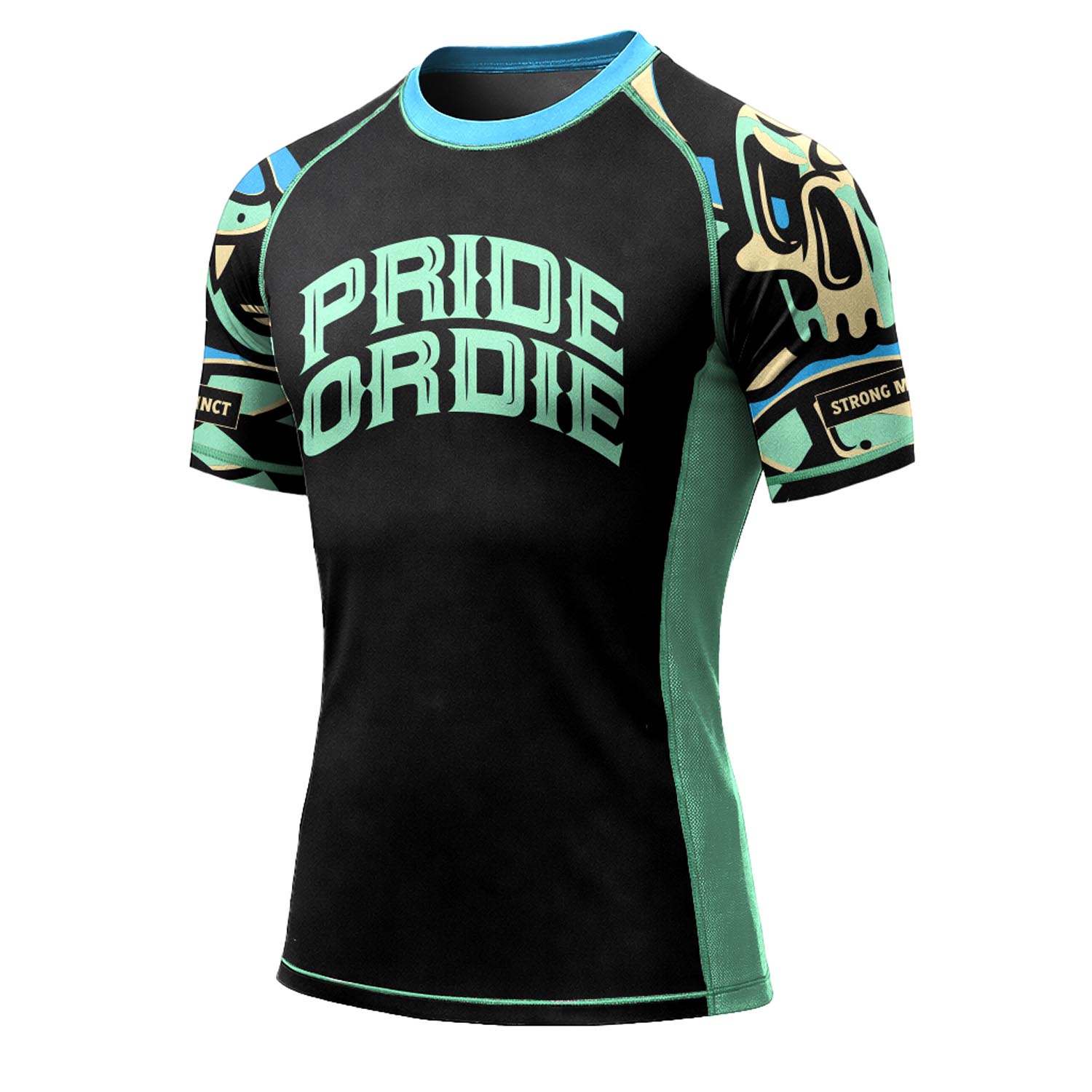 PRiDEorDiE Rashguard, S/S, Cold Instinct, green-black, XXL