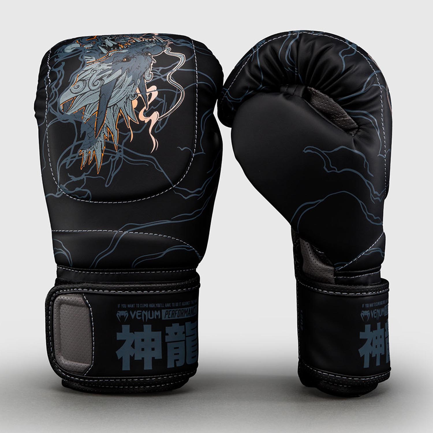VENUM Boxing Gloves, Thunder Dragon, black-gray, 12 Oz