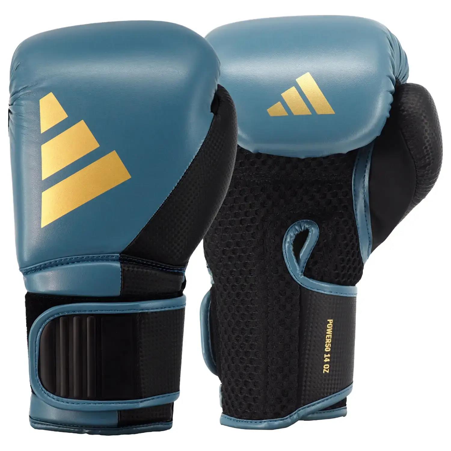 adidas Boxing Gloves, Power 50, petrol-gold, 16 Oz