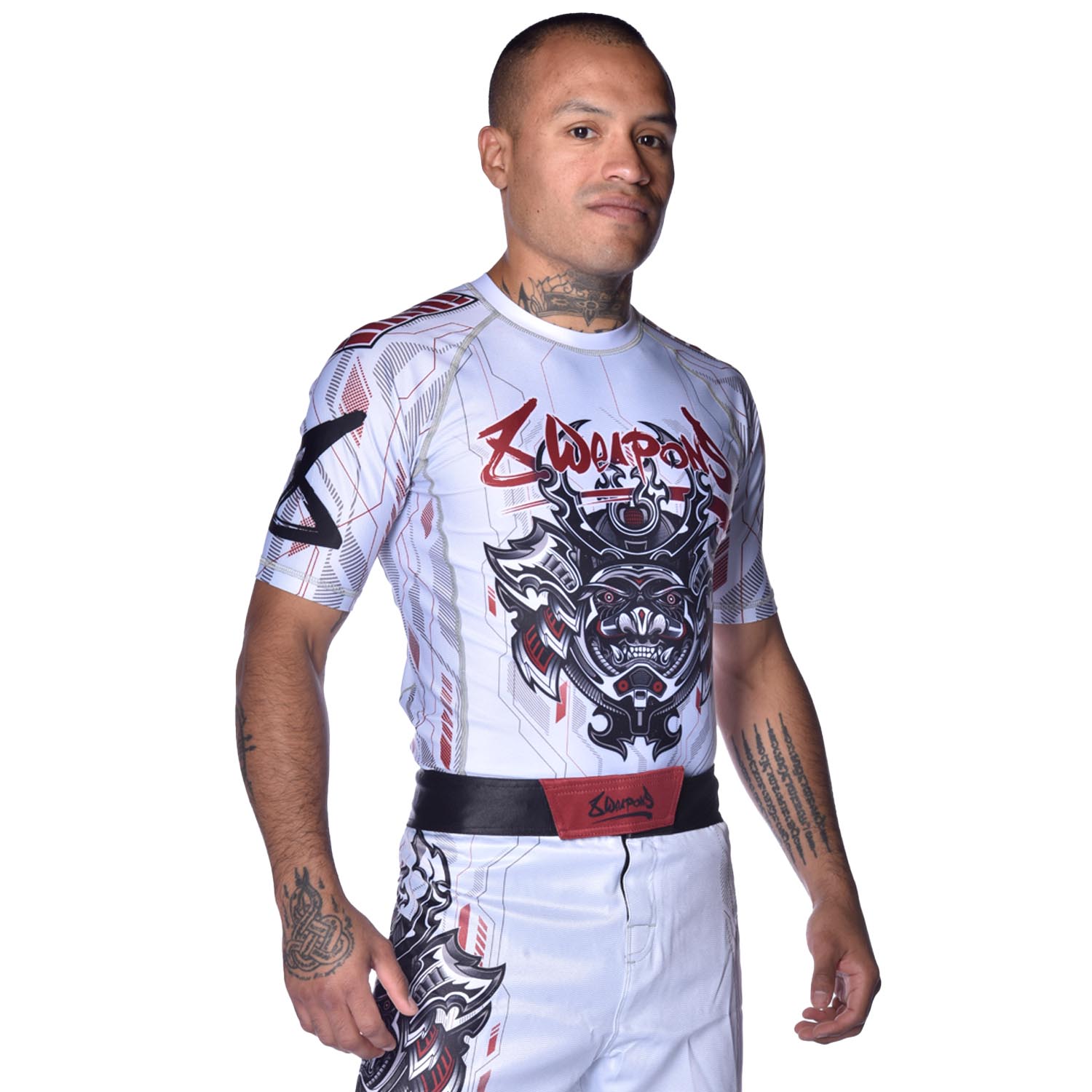 8 WEAPONS Rashguard, S/S, Samurai 2.0, white-red, XXL