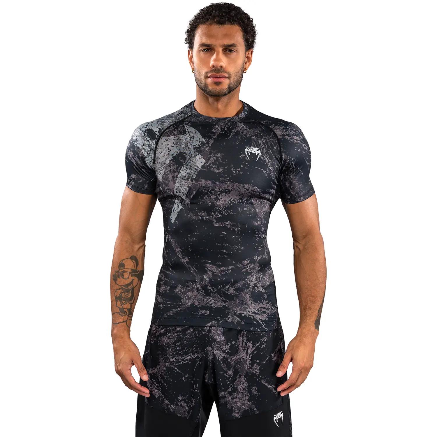 VENUM Rashguard, S/S, Rage & Workout, black-grey, L