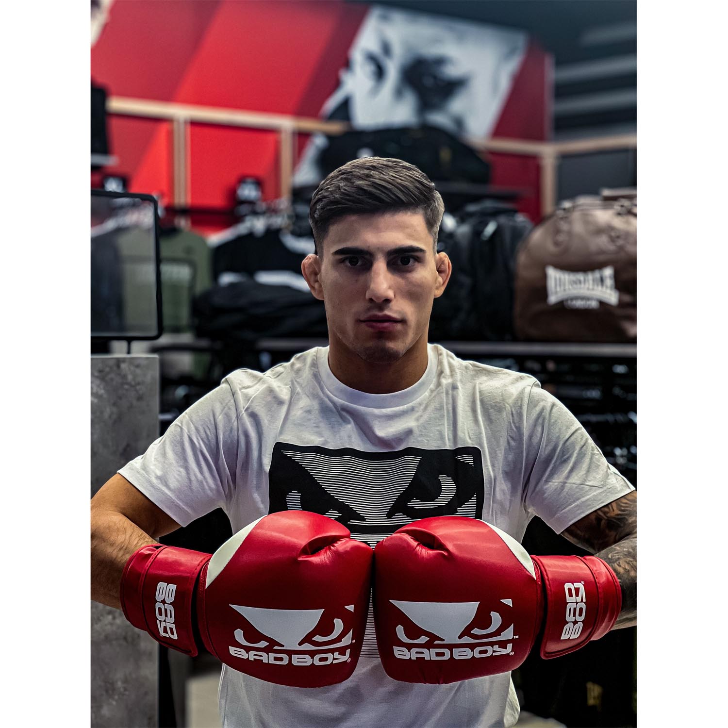 Bad Boy Boxing Gloves, Zeus, red-white, 10 Oz