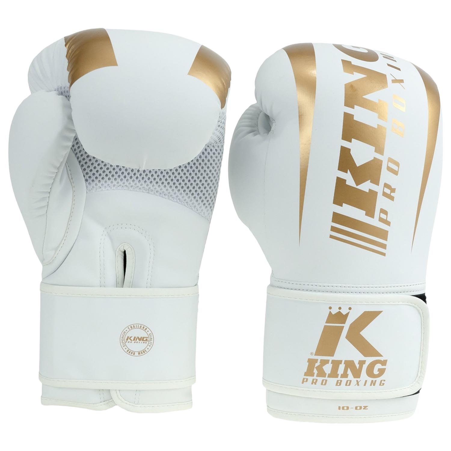 KING PRO BOXING Boxing Gloves, Revo 9, white-gold, 14 Oz