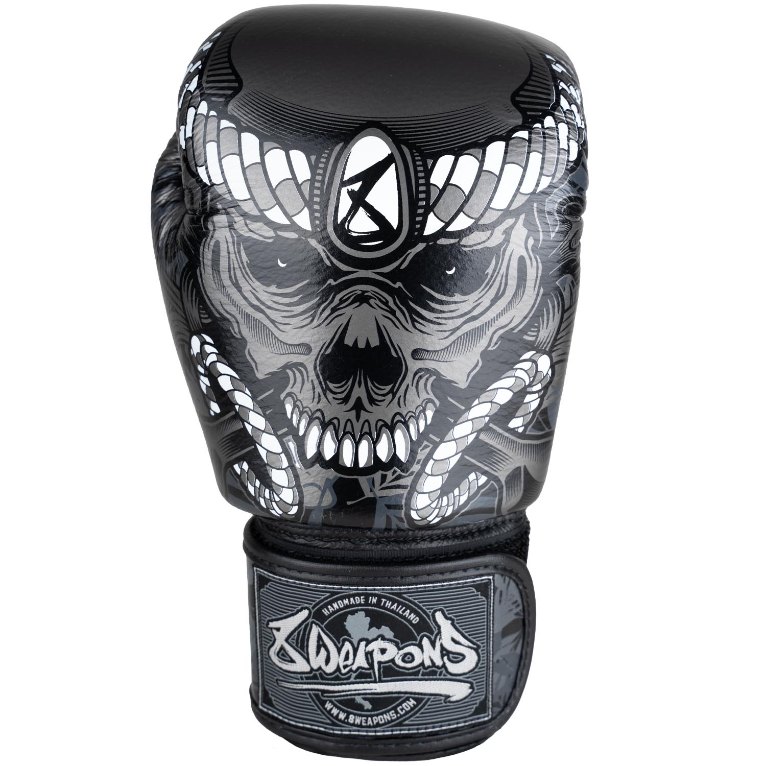 8 WEAPONS Boxing Gloves, Bone Island, black, 10 Oz