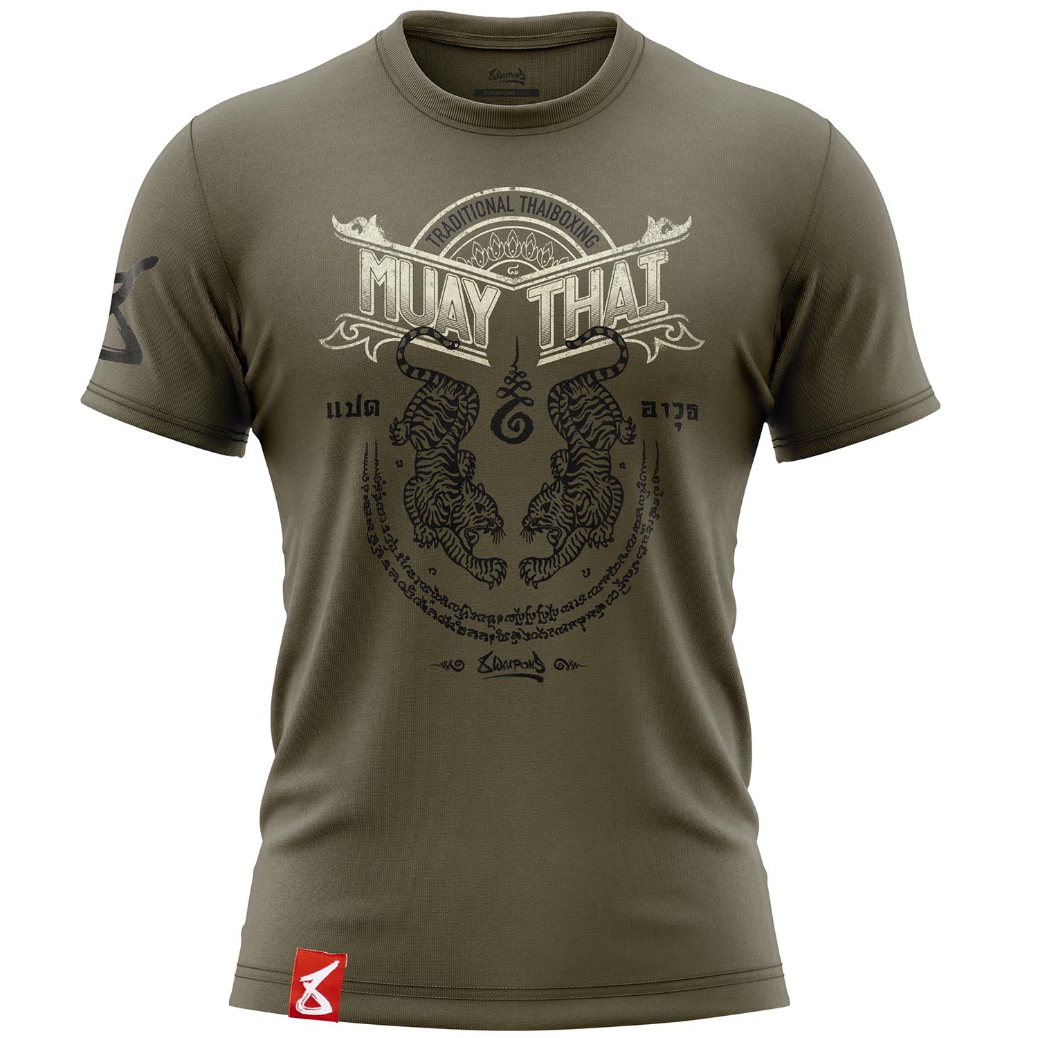 8 WEAPONS T-Shirt, Sak Yant Tigers, olive, XXL