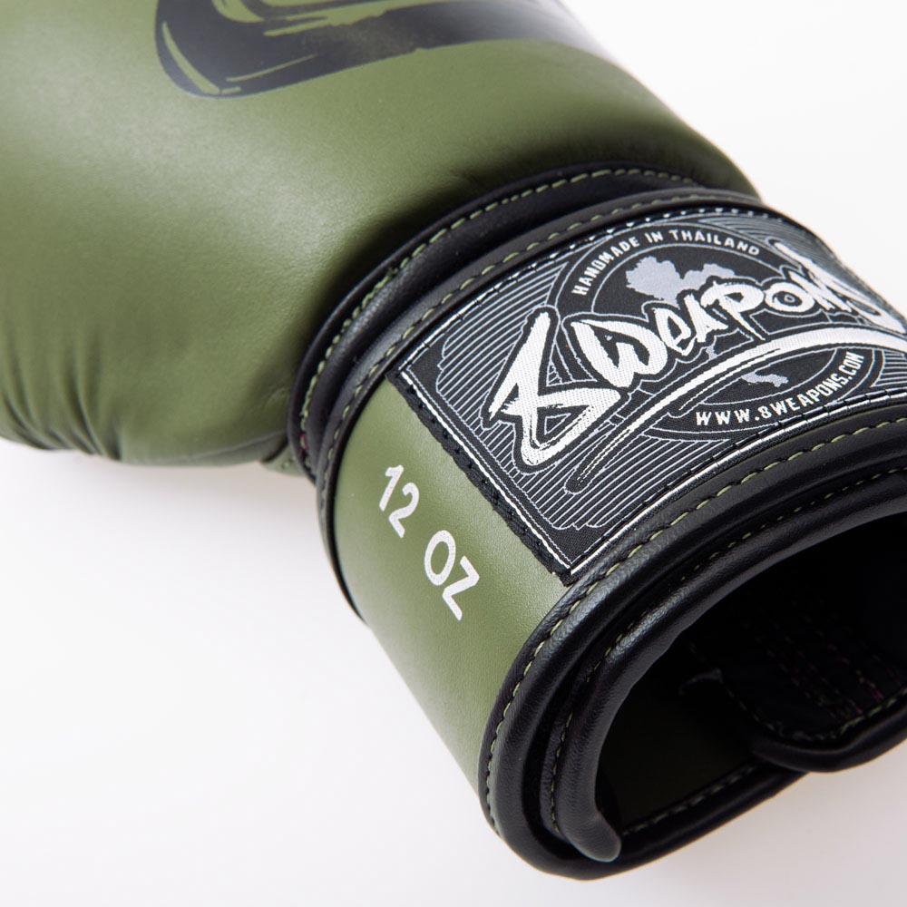 8 WEAPONS Boxing Gloves, BIG 8 Premium, olive, 12 Oz