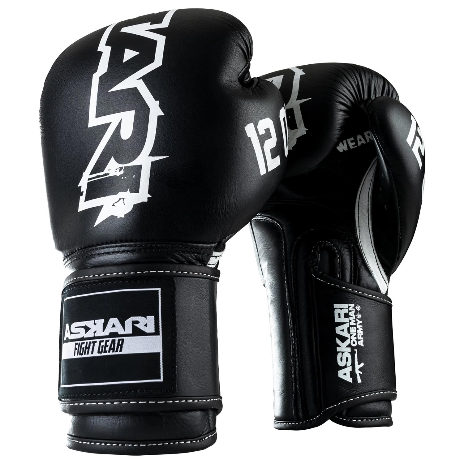 ASKARI Boxing Gloves, Pro Series, black-white, 10 Oz
