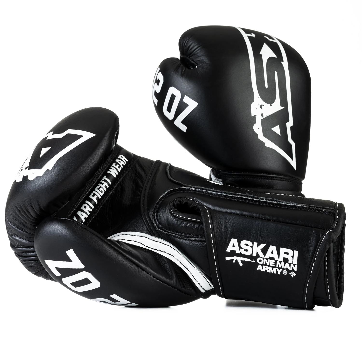 ASKARI Boxing Gloves, Pro Series, black-white, 16 Oz