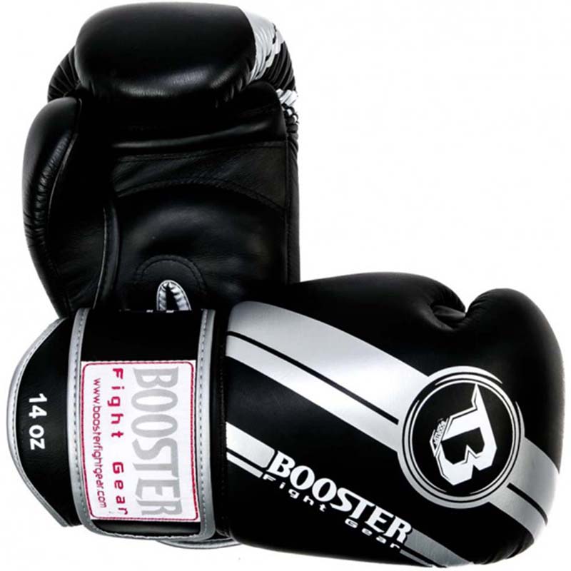 Booster Boxing Gloves, Leather, V3, Silver Foil, 14 Oz
