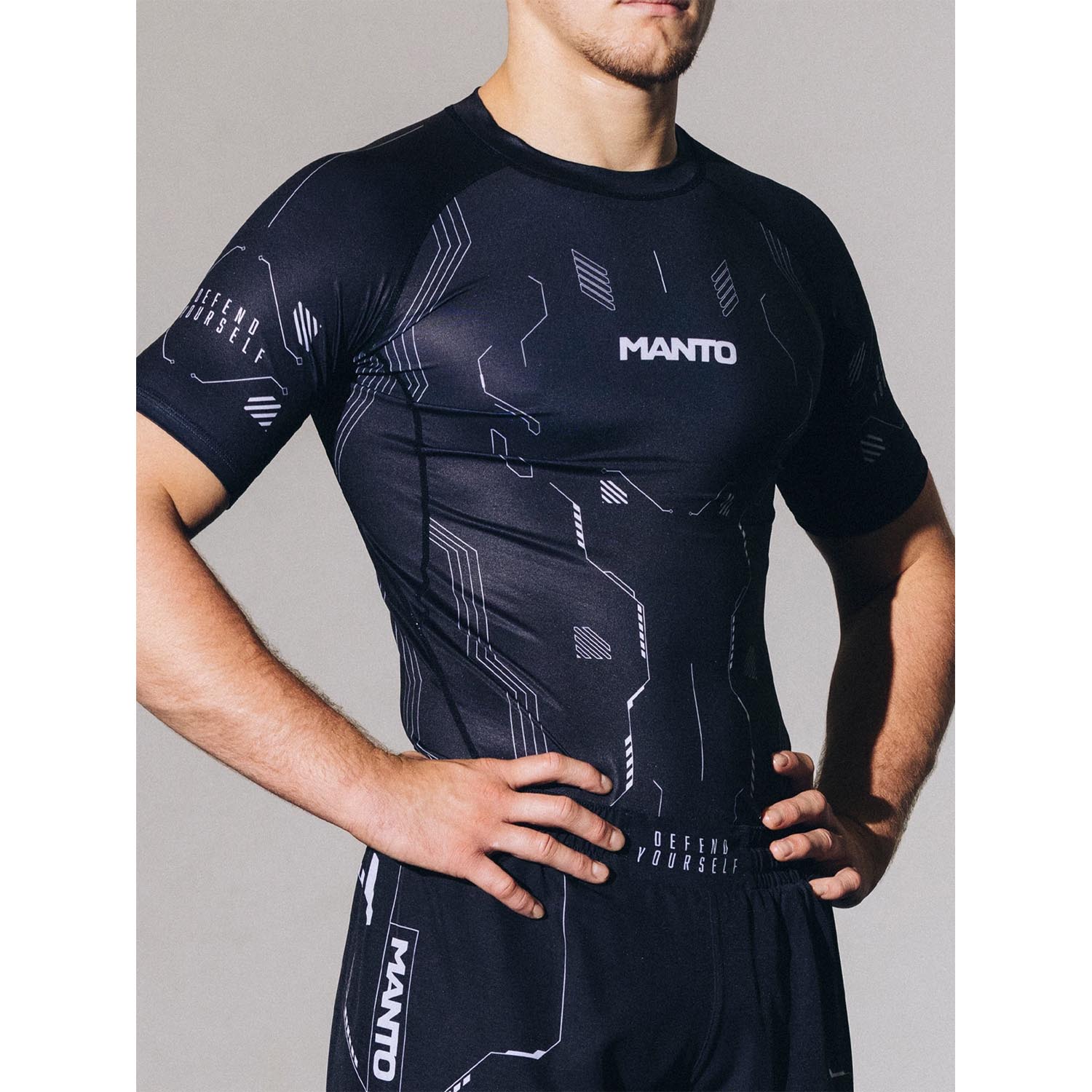 MANTO Rashguard, S/S, Shield, black, XXL