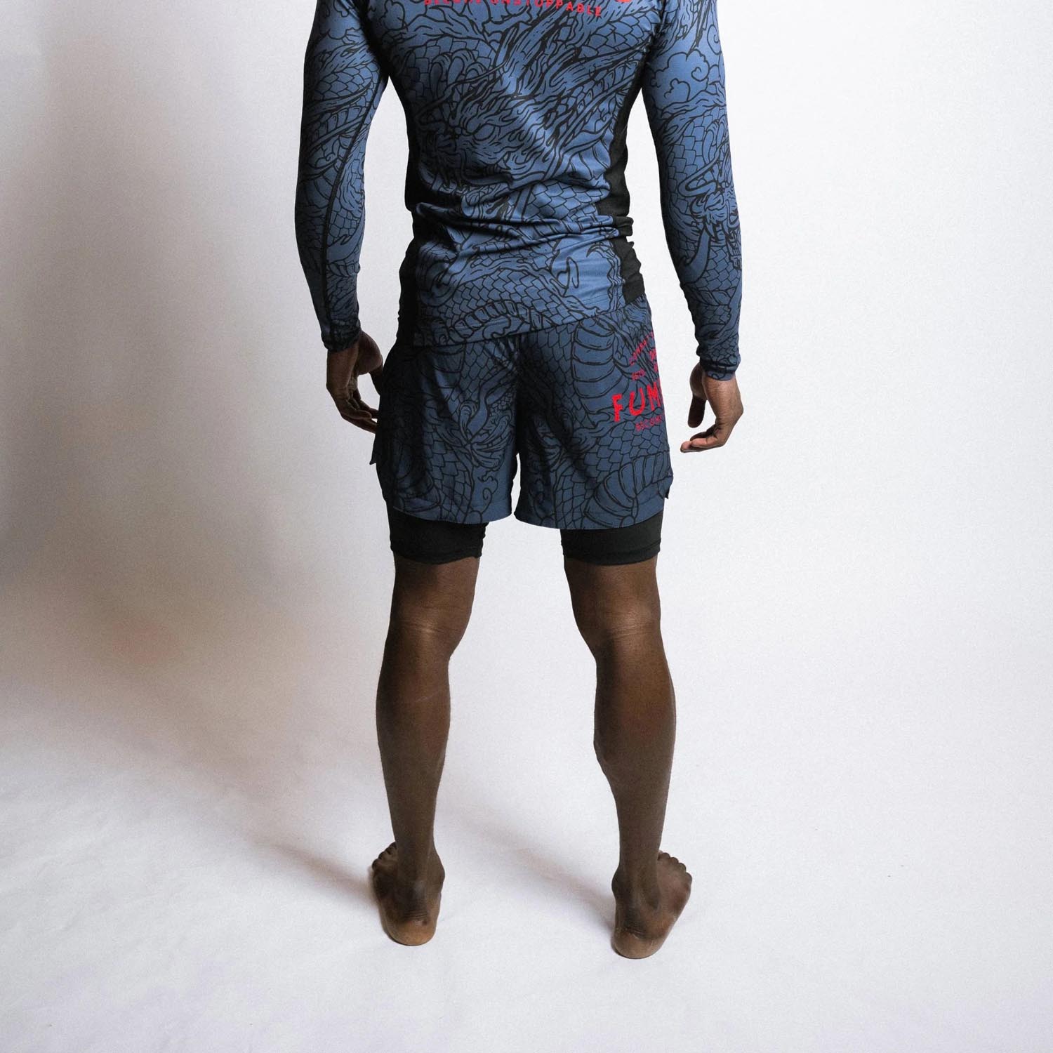 Fumetsu MMA Fight Shorts, Dragon Slayer Dual Layer, blue-red, XXL