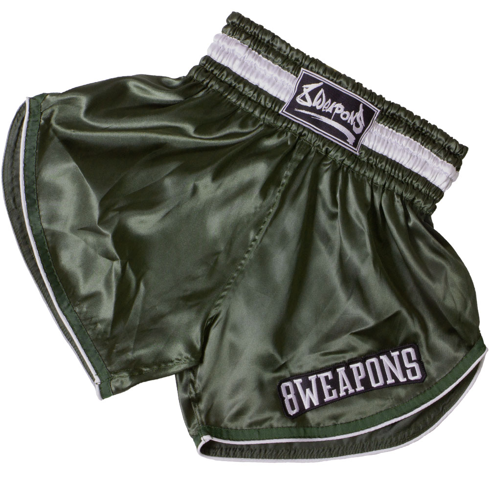 8 WEAPONS Muay Thai Shorts, Retro, olive