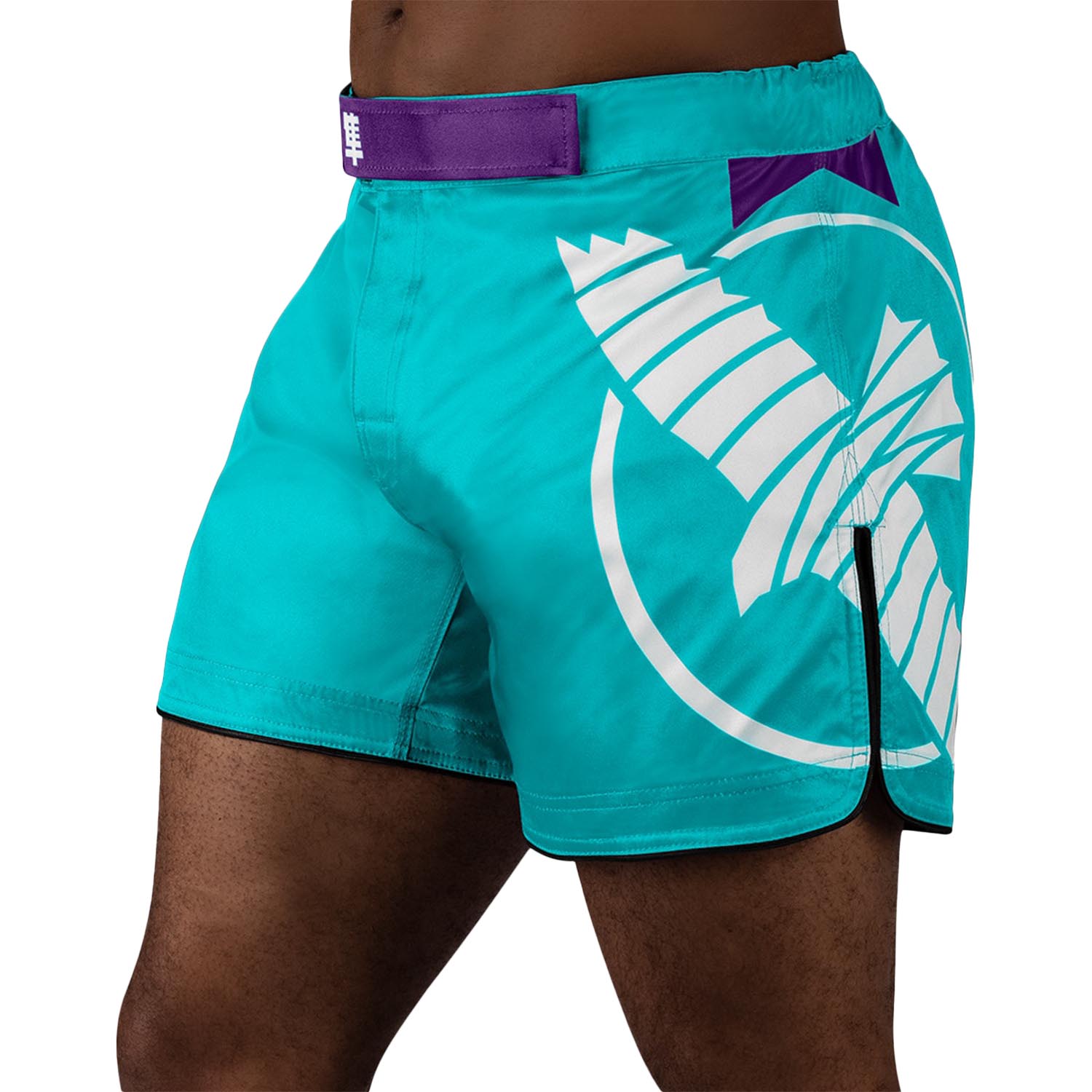 Hayabusa MMA Fight Shorts, Icon, Mid Length, türkis-lila