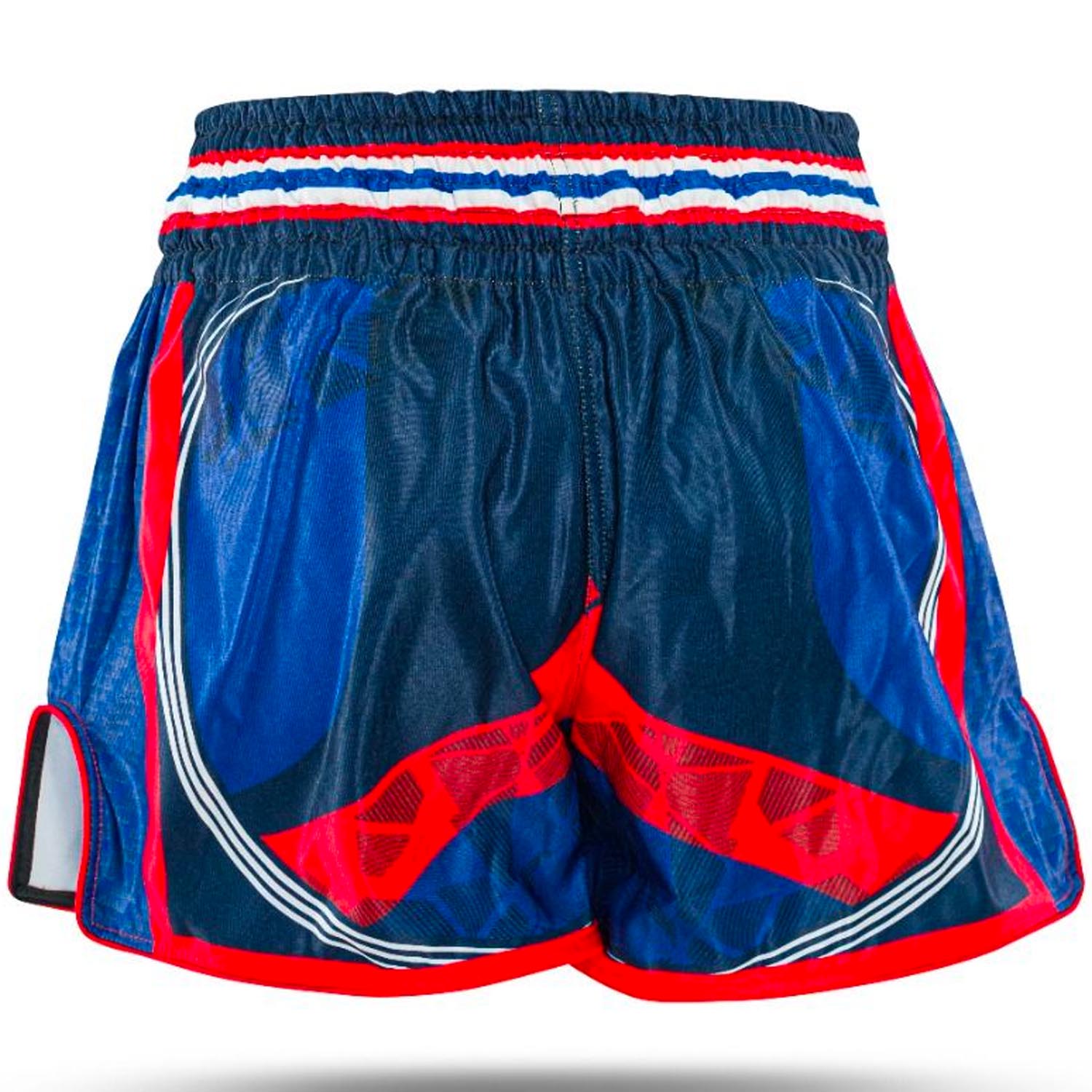 KING PRO Boxing Muay Thai Shorts, Flag 2, blue-red, XL