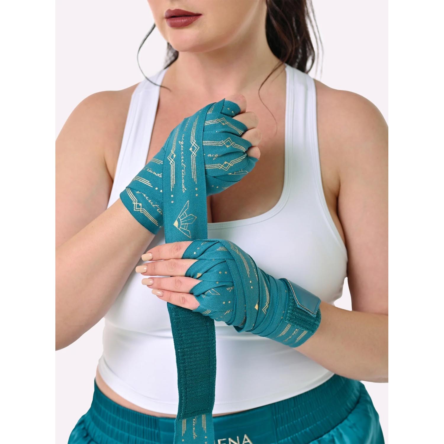 ATHENA Hand Wraps, Diana, Semi-Elastic, 4.5 m, turquoise