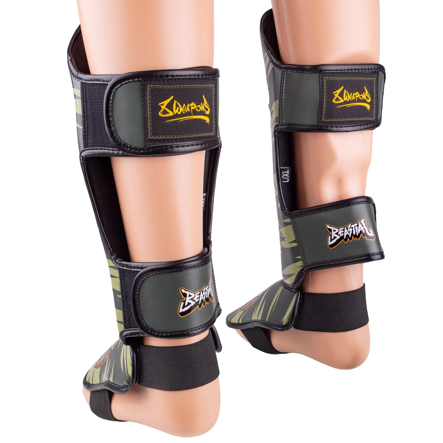 8 WEAPONS Shin Guards, Kids, Beastial Viper, khaki, S/M