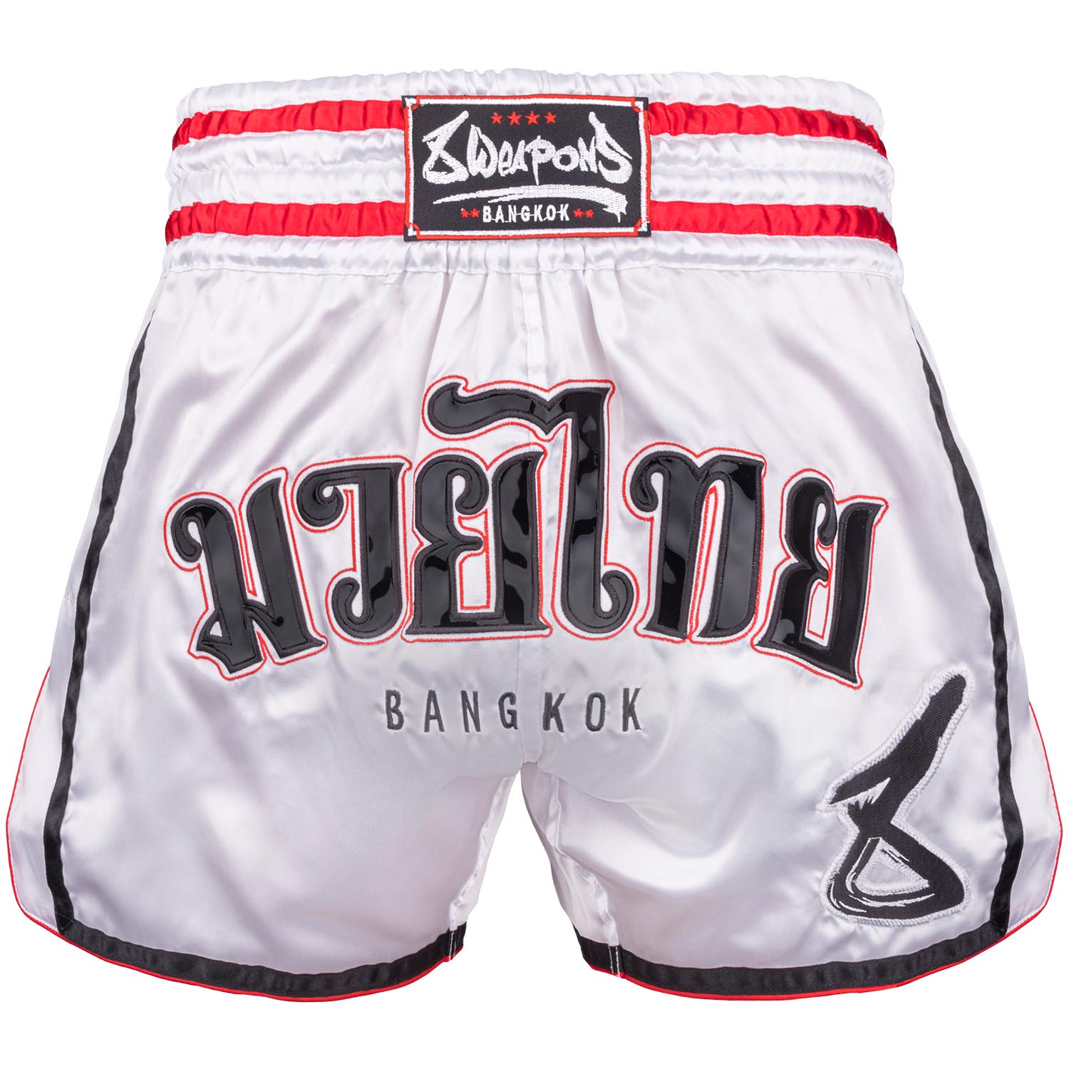 8 WEAPONS Muay Thai Shorts, Bangkok, white-black, S
