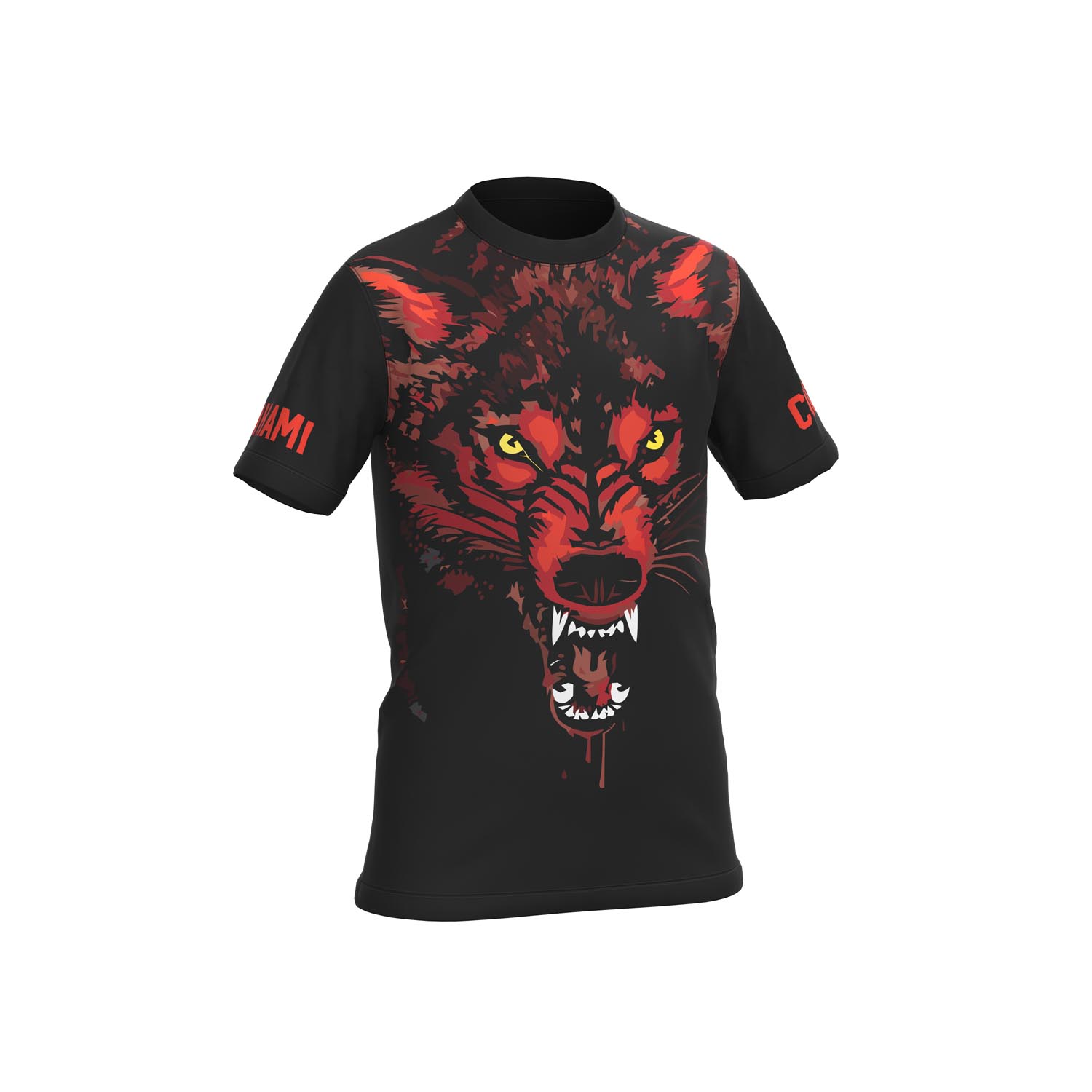 OKAMI Functional Shirt, Kids, Wolfpack, black-red