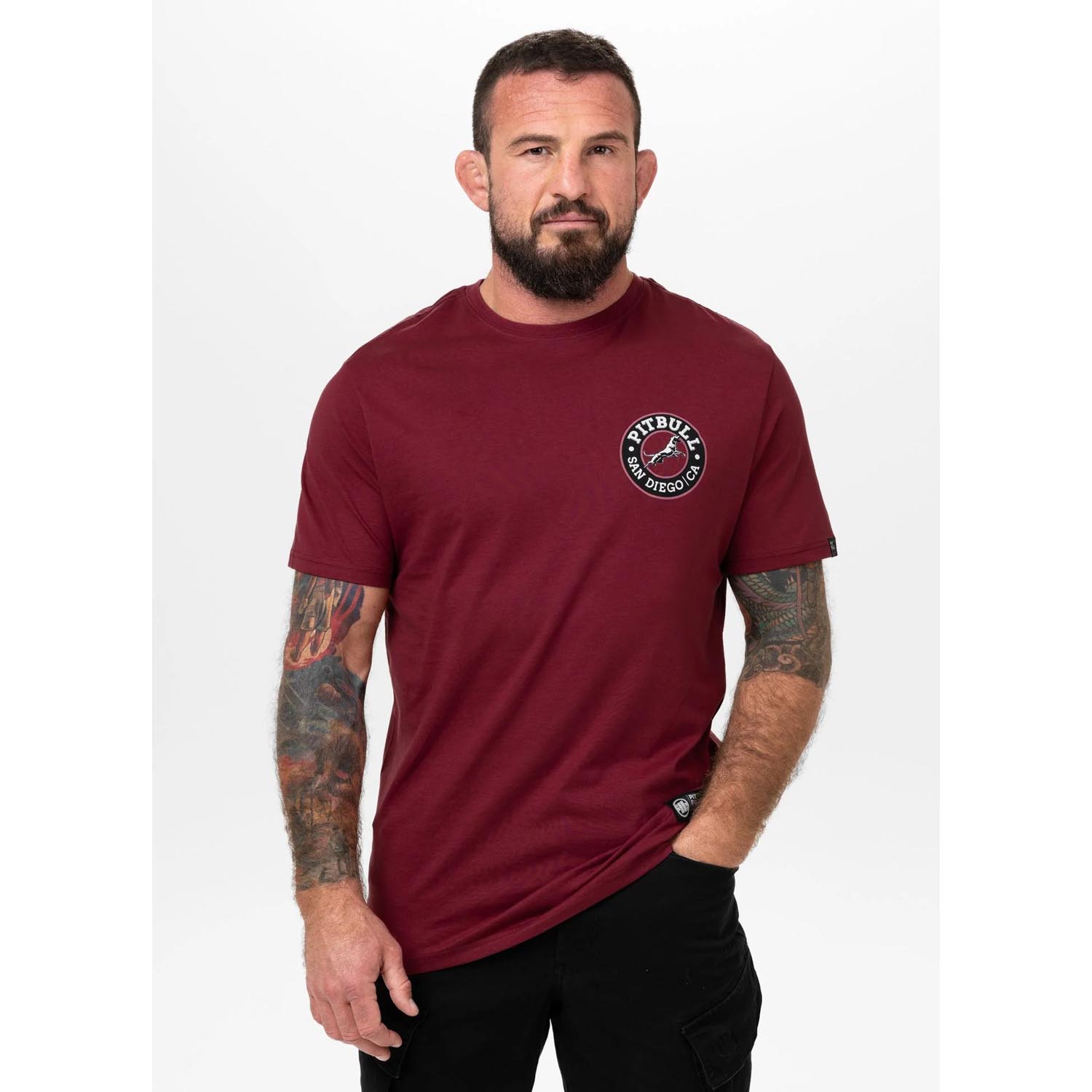 Pit Bull West Coast, T-Shirt, San Diego CA BLACK, black-wine red, XXXL