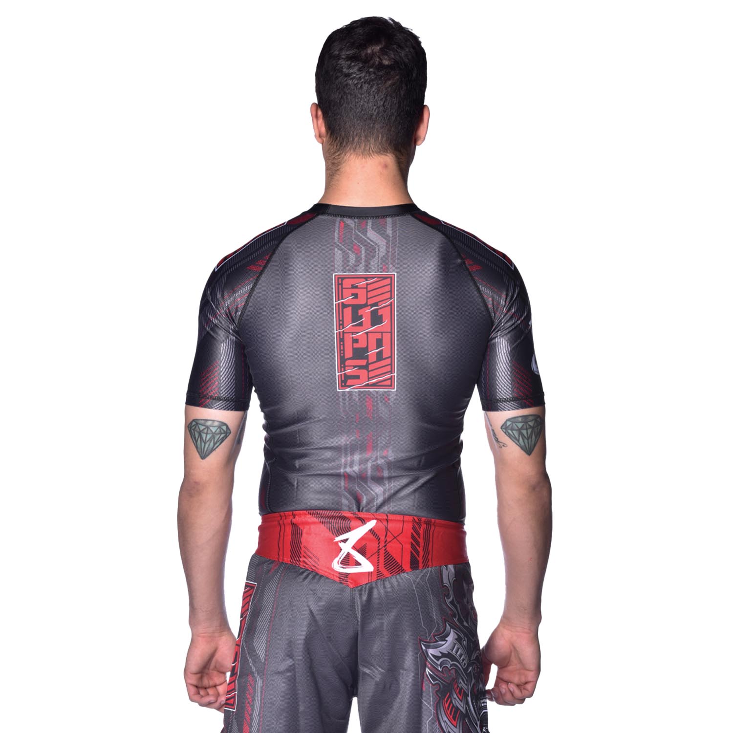 8 WEAPONS Rashguard, S/S, Samurai 2.0, black-red, XXL