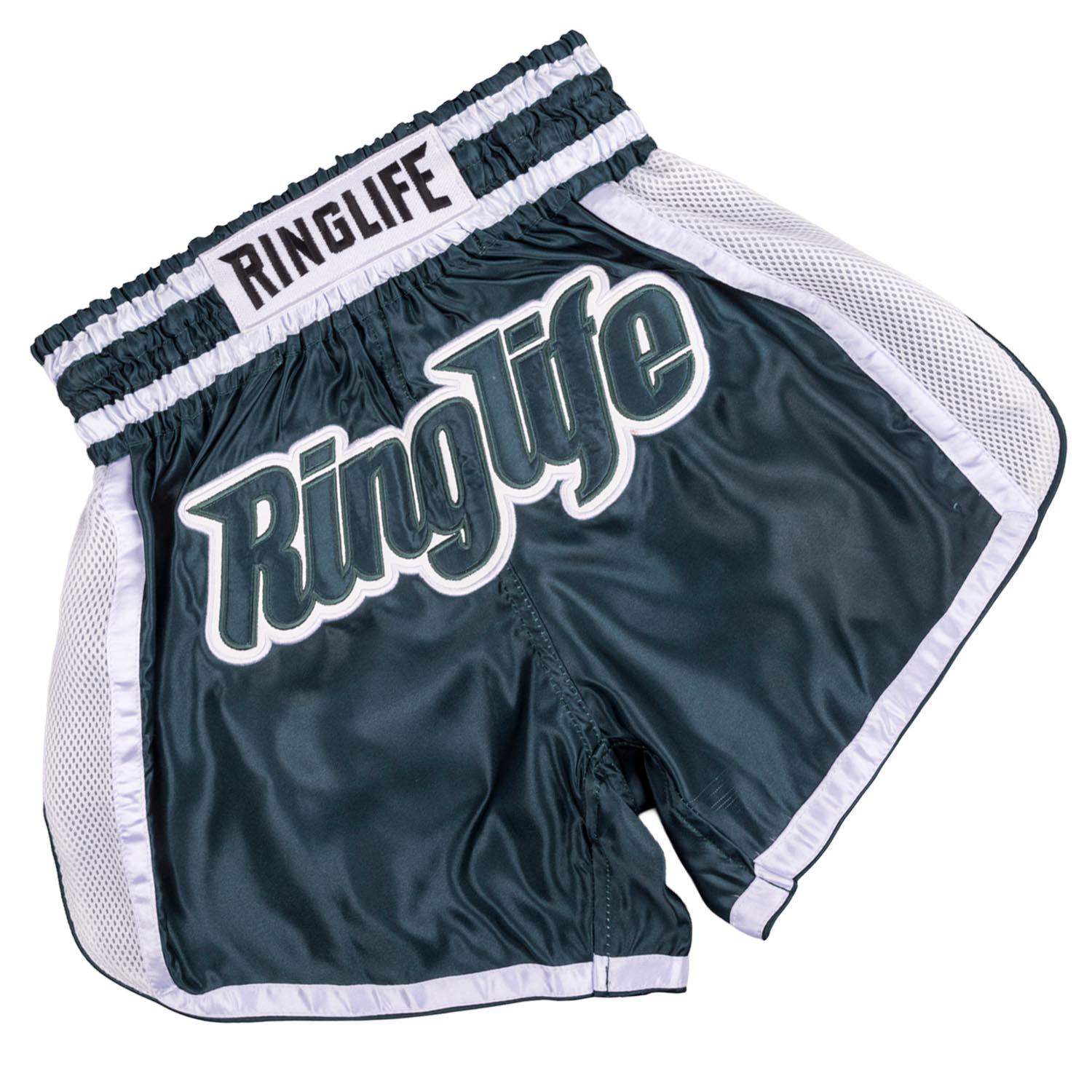 RINGLIFE Muay Thai Shorts, Represent, green-white, M
