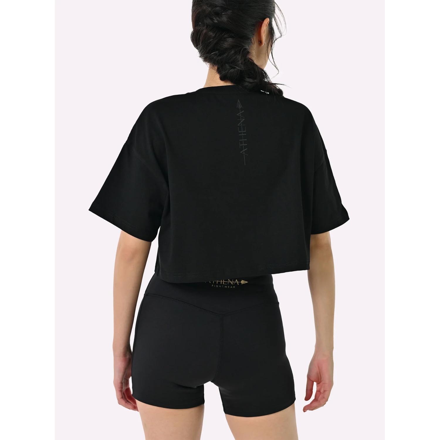ATHENA T-Shirt, Women, Cropped Oversized, Muay Thai Girls Club, black, XL