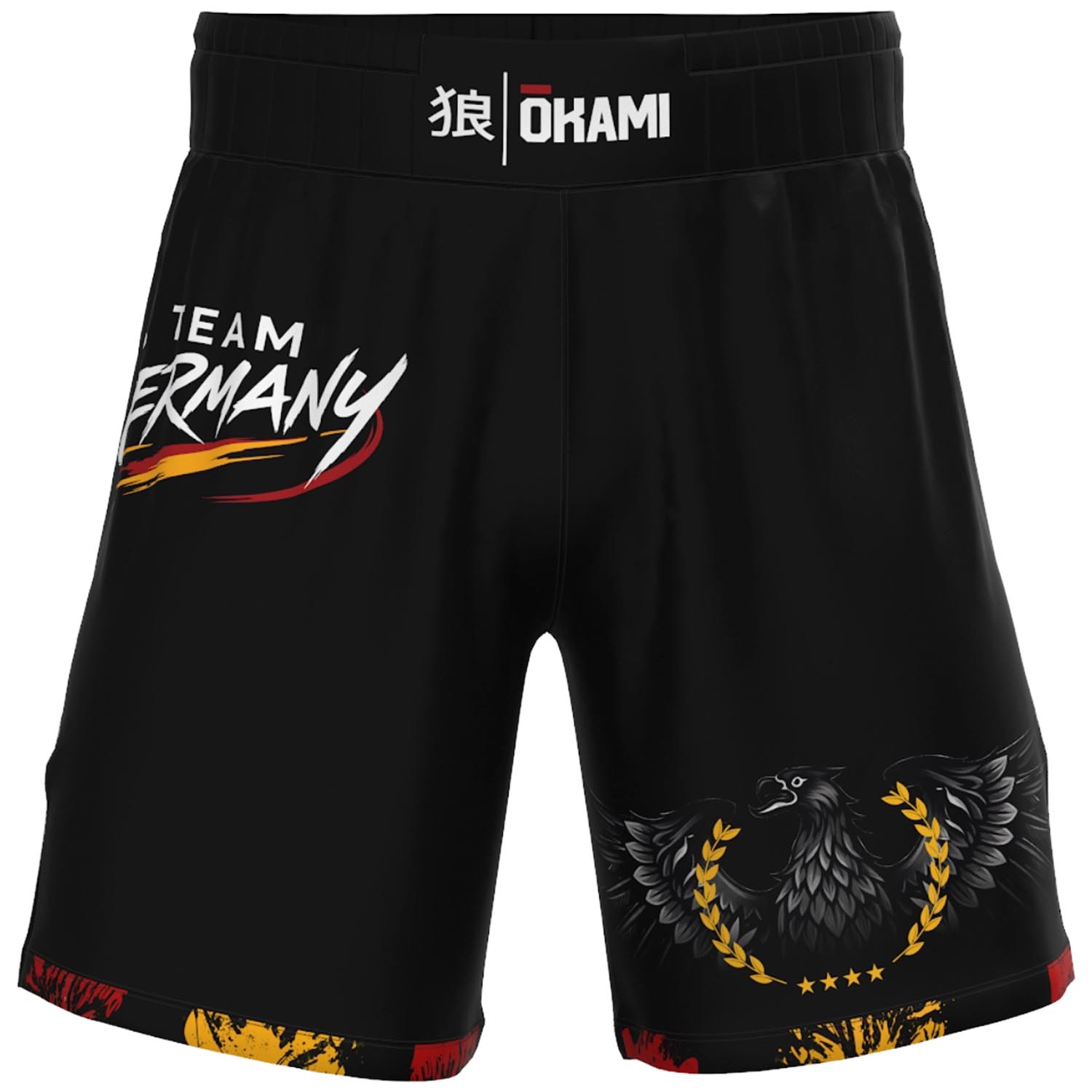 OKAMI MMA Fight Shorts, Team Germany, black-red-gold, M