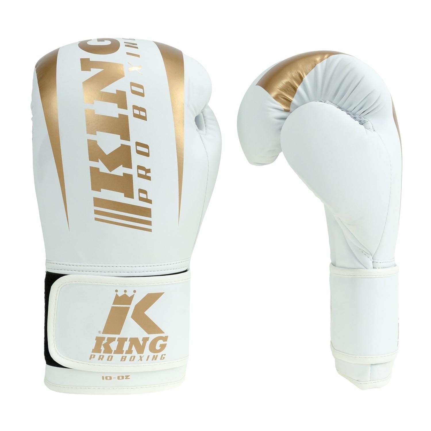 KING PRO BOXING Boxing Gloves, Revo 9, white-gold, 10 Oz
