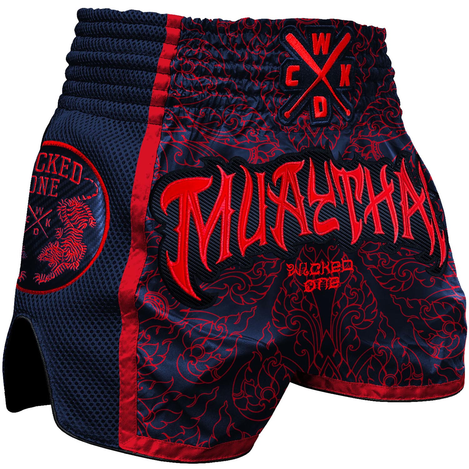 Wicked One Muay Thai Shorts, Khao, navy-rot