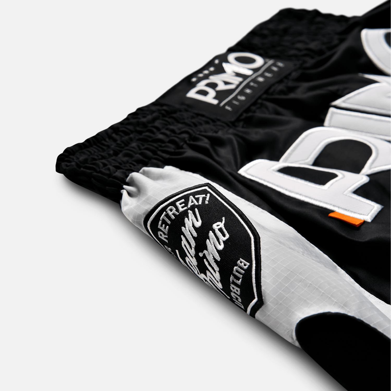 PRIMO Muay Thai Shorts, Off Wai, black-white