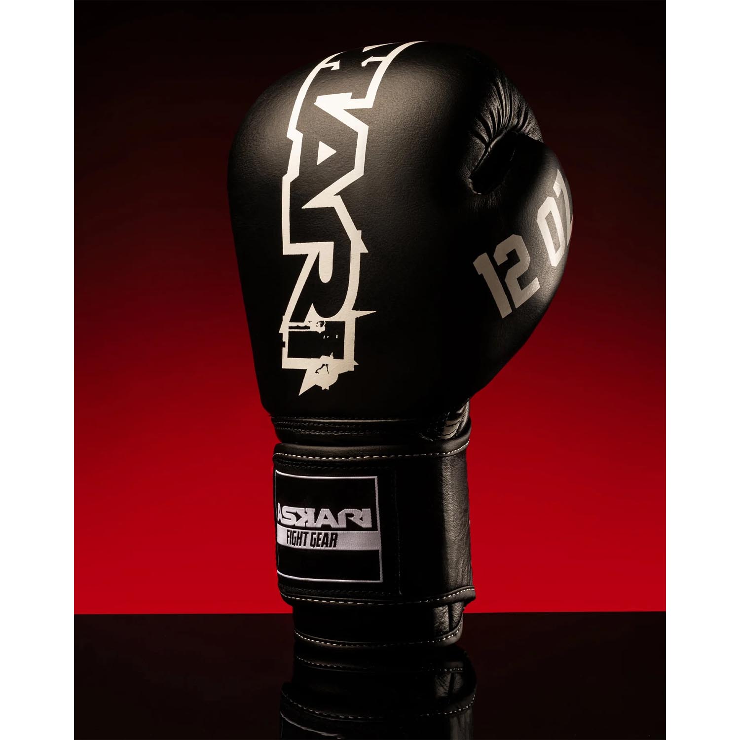 ASKARI Boxing Gloves, Pro Series, black-white, 10 Oz
