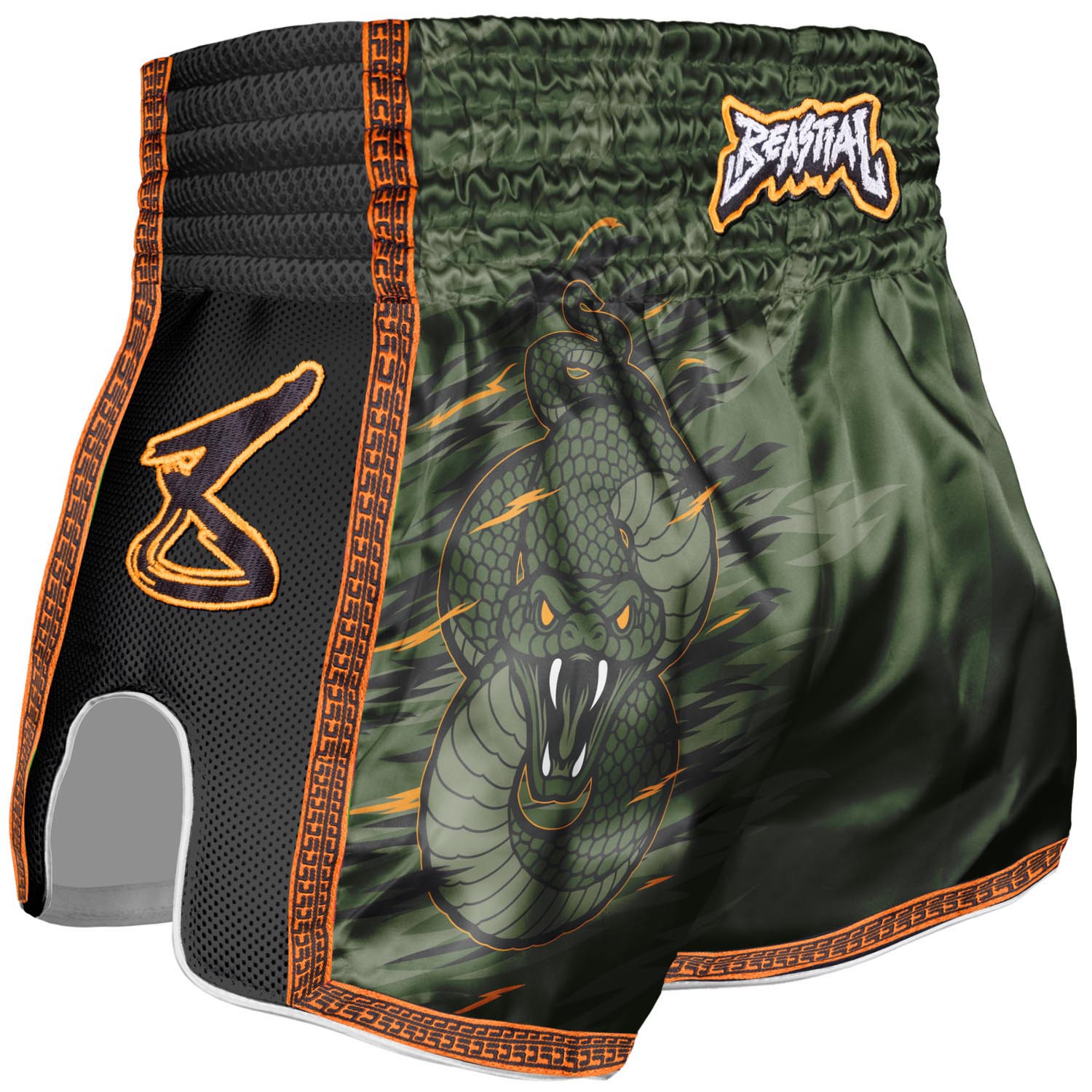 8 WEAPONS Muay Thai Shorts, Kids, Beastial Viper, khaki, 12-14 Y