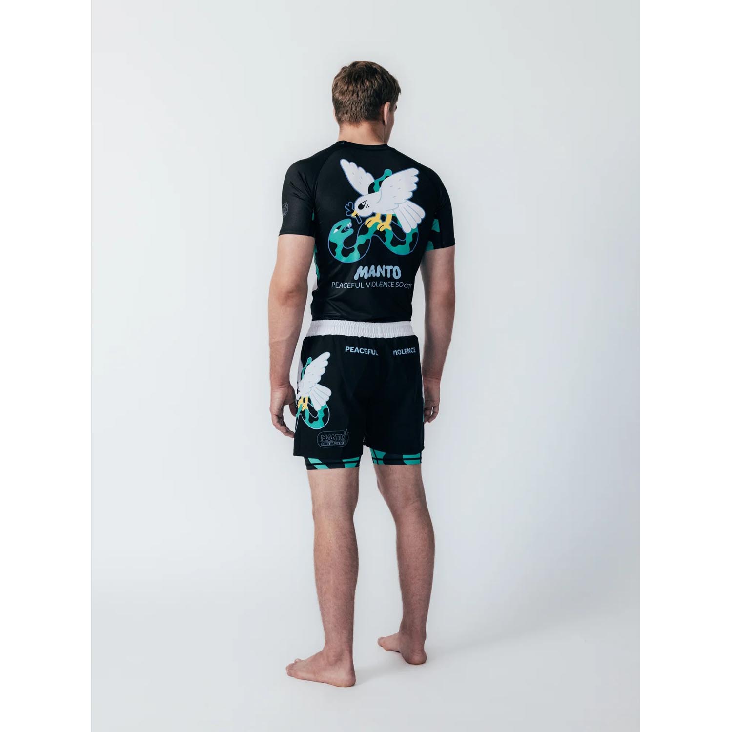 MANTO MMA Fight Shorts, Dove, black-white, XXL