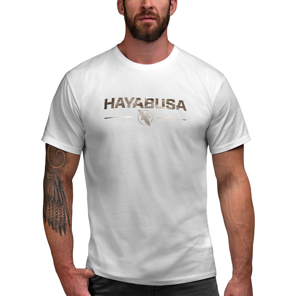 Hayabusa T-Shirt, Metallic Logo, weiß