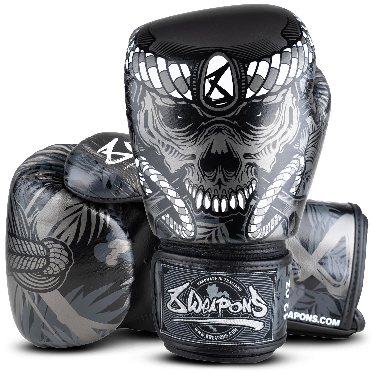 8 WEAPONS Boxing Gloves, Bone Island, black, 10 Oz