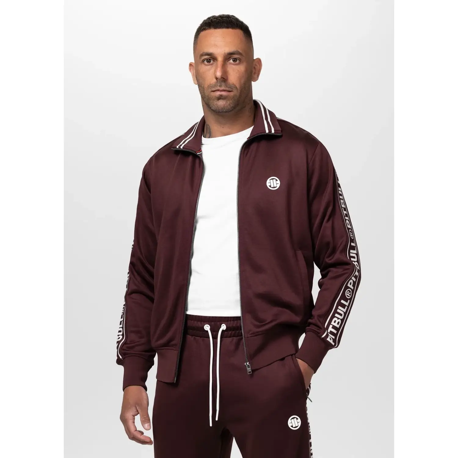 Pit Bull West Coast Trackjacket, Tape Logo, wine red, XXXL