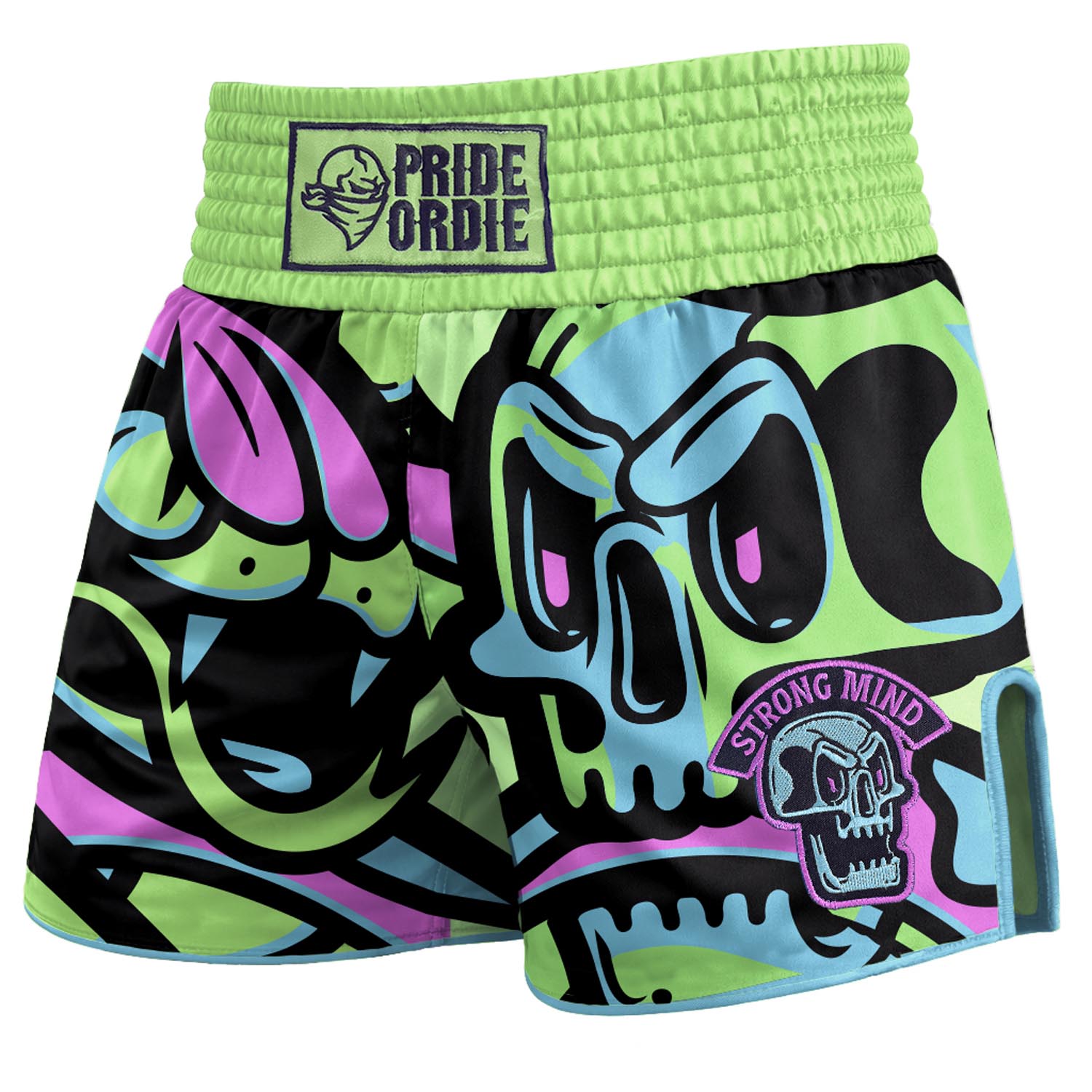PRiDEorDiE Muay Thai Shorts, Cold Instinct, green-pink, XXL